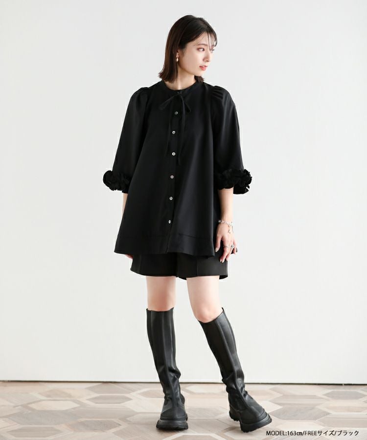 フィットモア Fit moa ボリュームフリルスリーブブラウス Fit more（フィットモア） ブラウス シャツ ボリュームフリルスリーブ