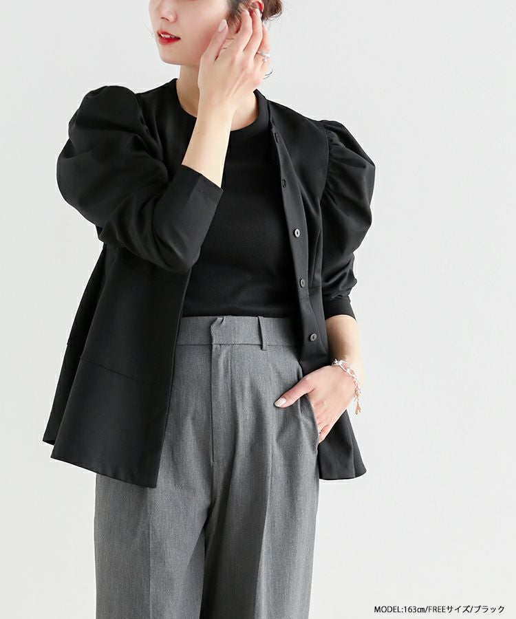 新品　fitmoreパワショルぺプラムブラウス　ホワイト パワショルペプラムブラウス【宅配便】 | Fit more
