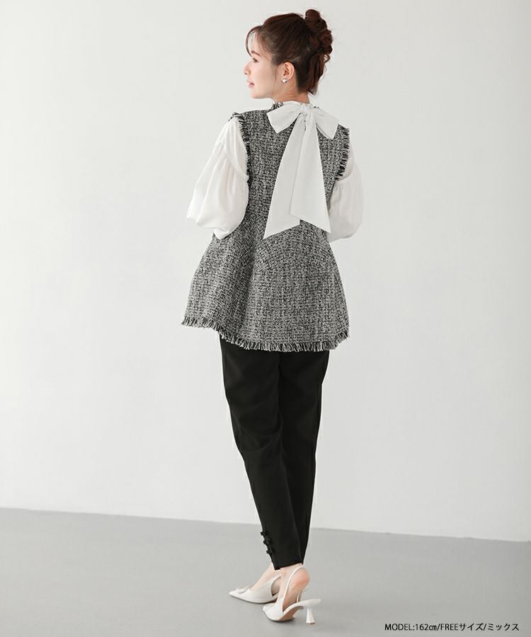 【美品】fitmoreペプラムツイードジレ ペプラムツイードジレ【ZOZO限定商品】（ベスト）｜Fit more（フィット