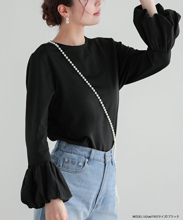 OMMO バルーンスリーブ 黒 長袖トップス ZOZO限定商品】バルーンスリーブカットソー【メール便】 | Fit more
