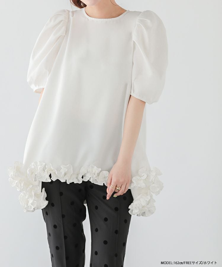 fitmore ロング丈裾フリルフレアトップス ロング丈裾フリルフレアトップス【宅配便】 | Fit more