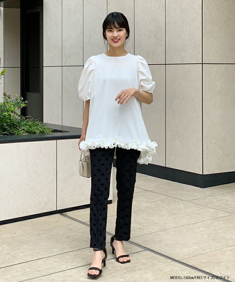 fitmore♡裾フリルフレアトップス Fit more（フィットモア） ブラウス シャツ 裾フリルフレアトップス