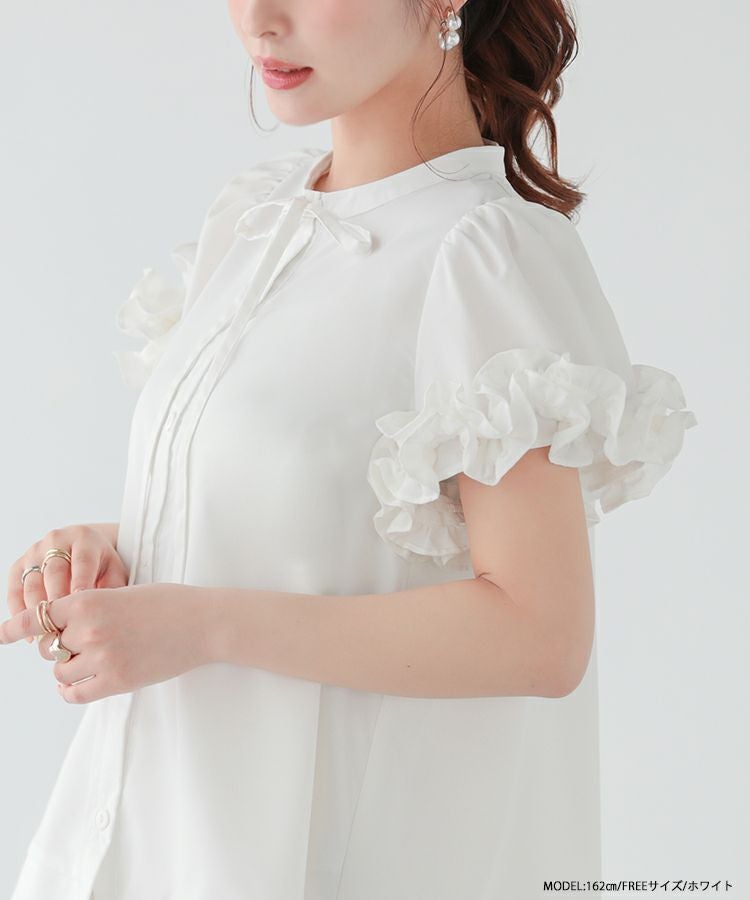新品未使用⭐️ボリュームフリルスリーブブラウス fitmore Fit more（フィットモア） ブラウス シャツ ボリュームフリルスリーブ