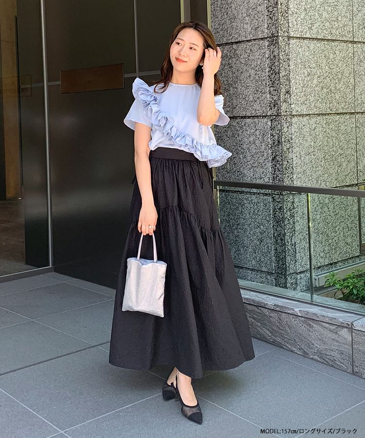 大人気インフルエンサーRIEコラボ！サイドリボンジャガードギャザー