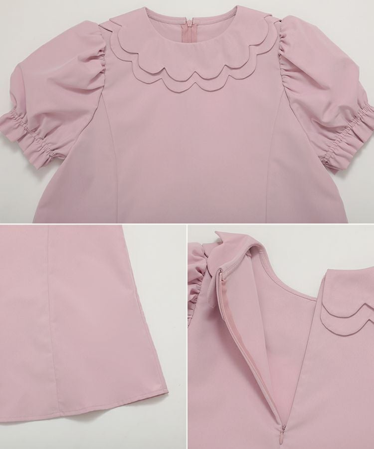 ZOZO限定商品】スカラップカラーパフスリーブブラウス【メール便 