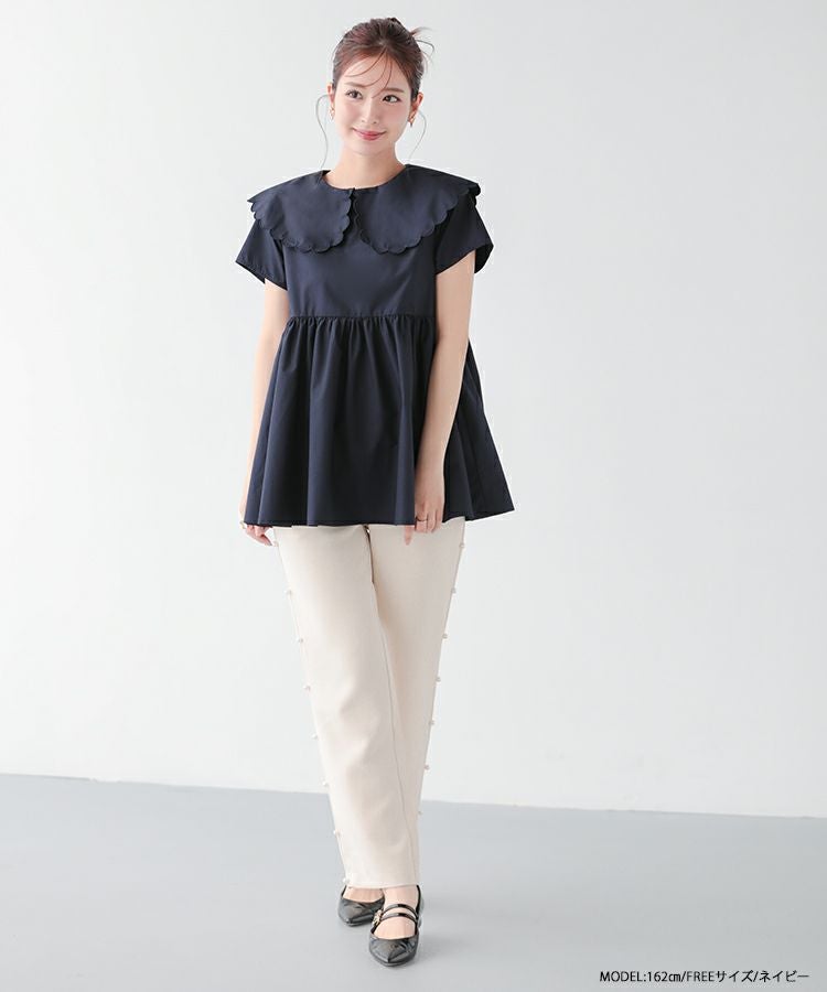 ZOZO限定商品】スカラップカラーペプラムブラウス【メール便】 | Fit more