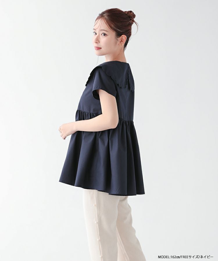 ZOZO限定商品】スカラップカラーペプラムブラウス【メール便】 | Fit more