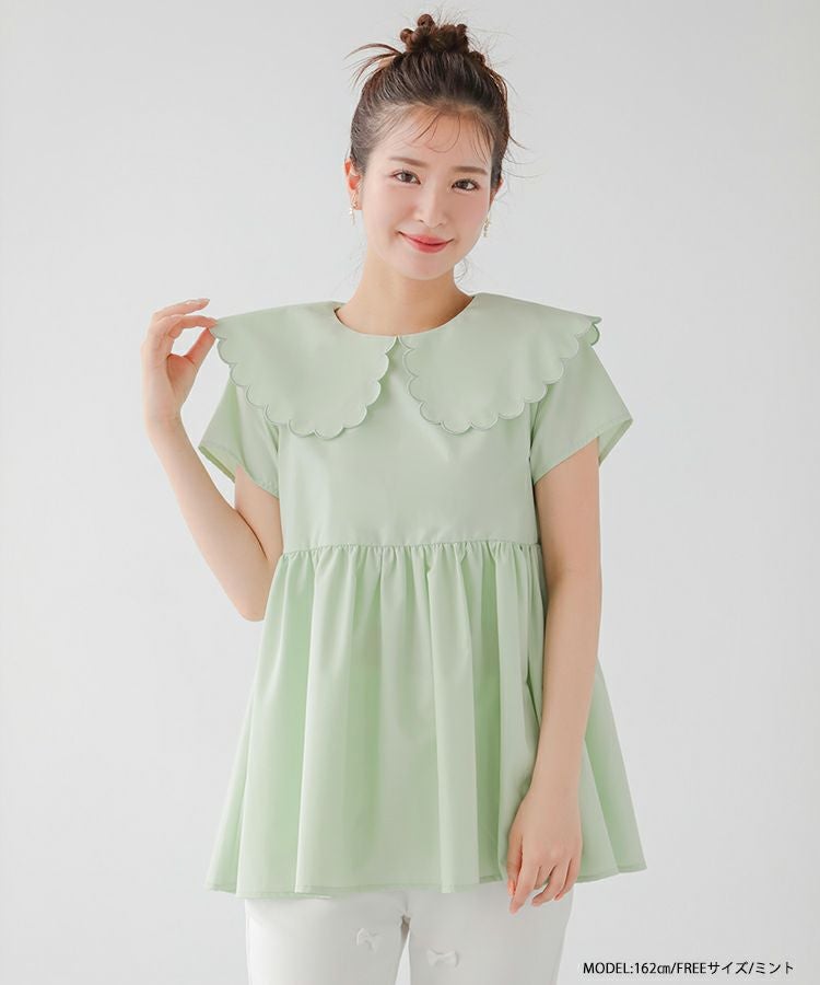 ZOZO限定商品】スカラップカラーペプラムブラウス【メール便】 | Fit more