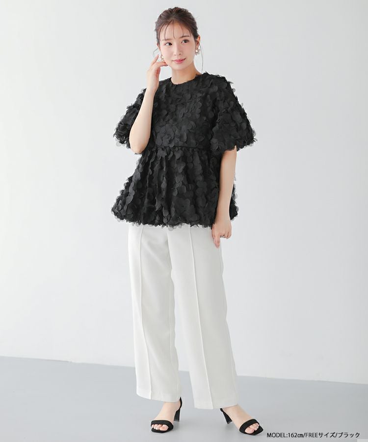フラワーモチーフバルーントップス【宅配便】 | Fit more