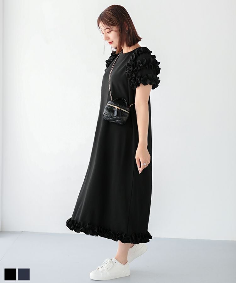 フロッキードットティアードワンピース 【宅配便】 | Fit more