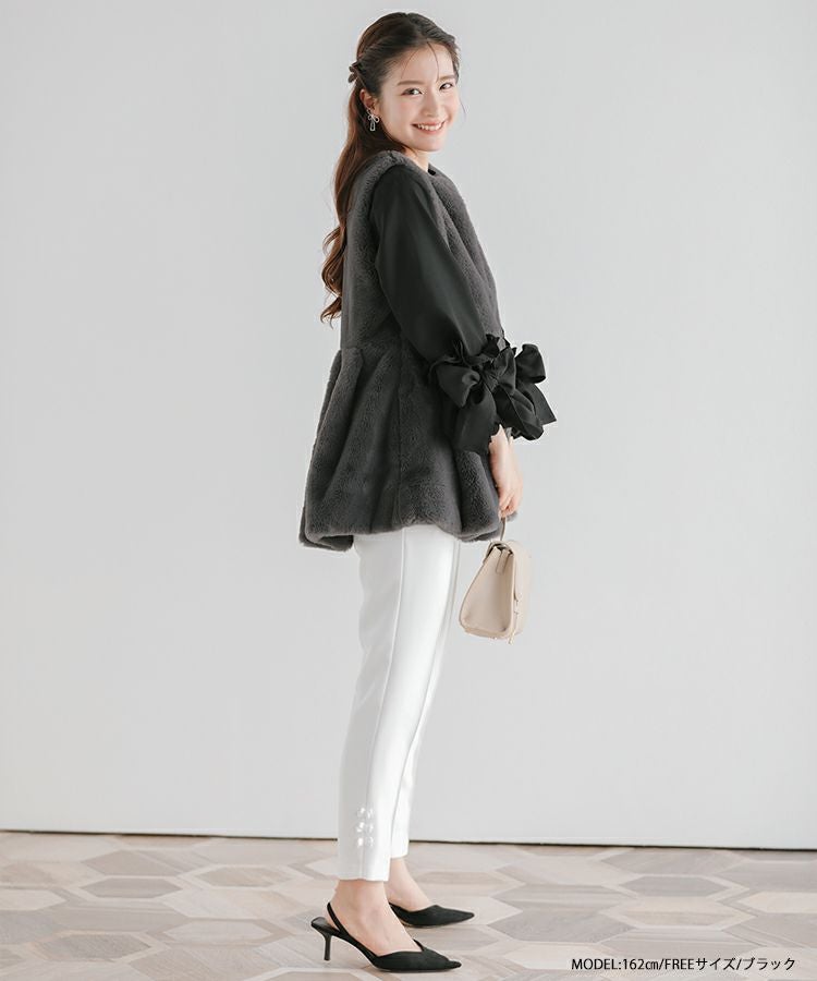 fitmore フィットモア　バルーンリボンスリーブブラウス ヘムリボンバルーンスリーブブラウス（シャツ/ブラウス）｜Fit more