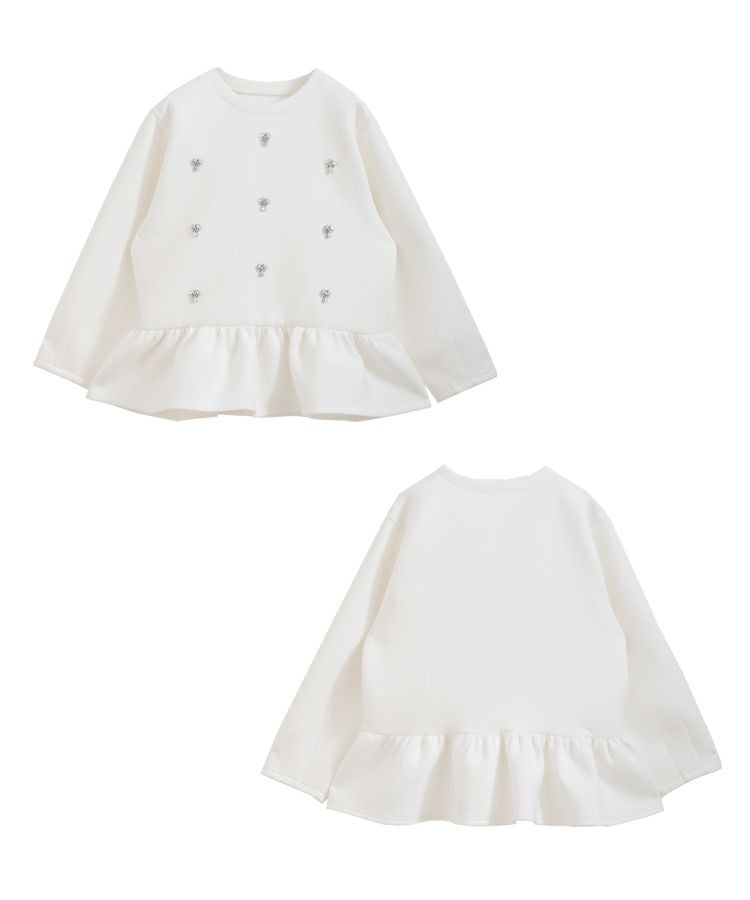 新品　フィットモア　ペプラムビジューダンボールニット　ブラック ペプラムビジューダンボールニット【宅配便】 | Fit more