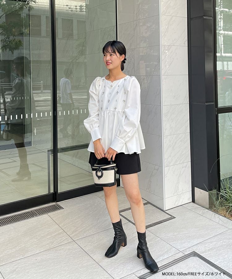 ハートネックペプラムビジュートップス【宅配便】 | Fit more