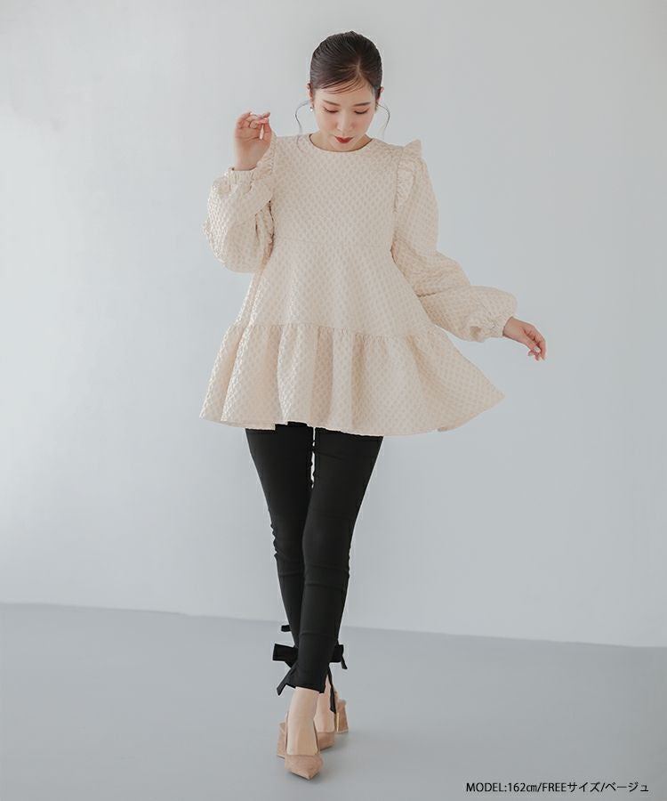 【Fitmore】ダイヤジャガードティアードトップス ZOZO限定商品】ダイヤジャガードティアードトップス（シャツ/ブラウス