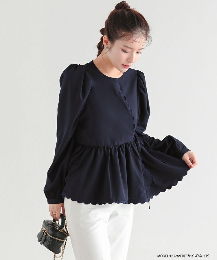 【新品タグ付】Fit more×優季コラボ スカラップアシメブラウス ホワイト 新品タグ付】Fit more×優季コラボ スカラップアシメブラウス ホワイト