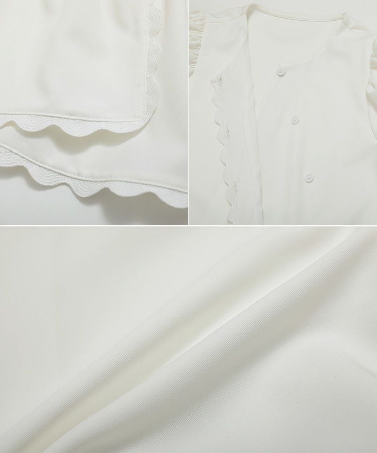 【新品タグ付】Fit more×優季コラボ スカラップアシメブラウス ホワイト 新品タグ付】Fit more×優季コラボ スカラップアシメブラウス ホワイト