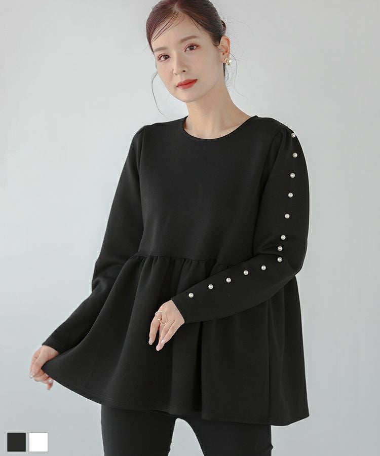 パールスリーブペプラムカットソー【宅配便】 | Fit more