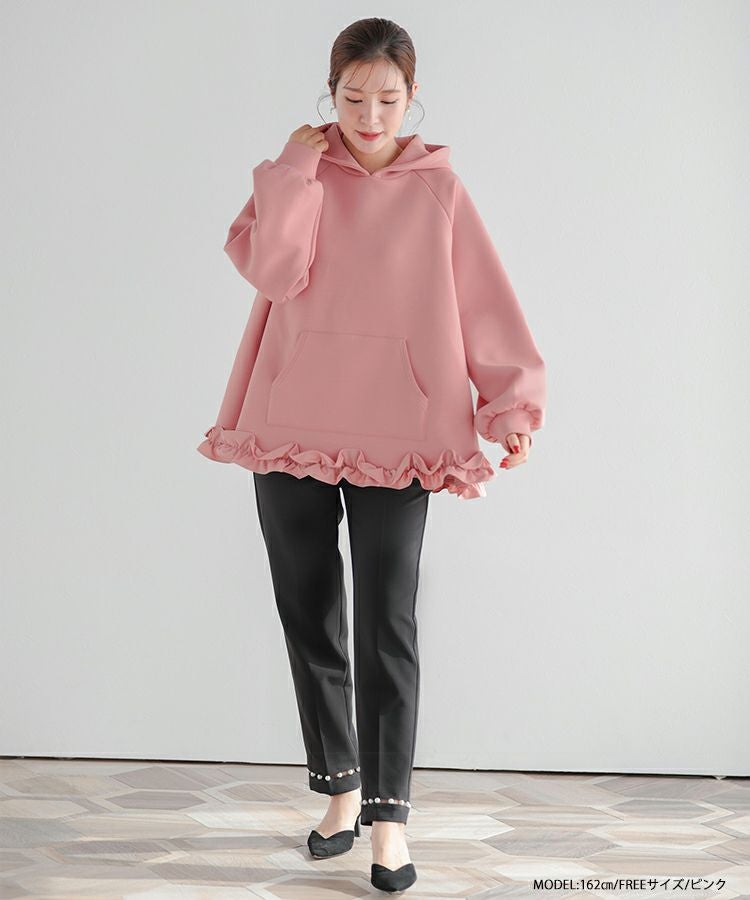 RED VALENTINO ティアードフリル フーデッドパーカー ZOZO限定商品】裾フリルテントラインフーディー【宅配便】 | Fit more
