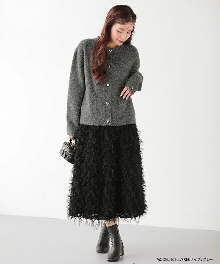 ❤︎ 今期完売 カーディガン ❤︎ ZOZO限定カラー】ラメニットハートボタンカーディガン【宅配便】 | Fit