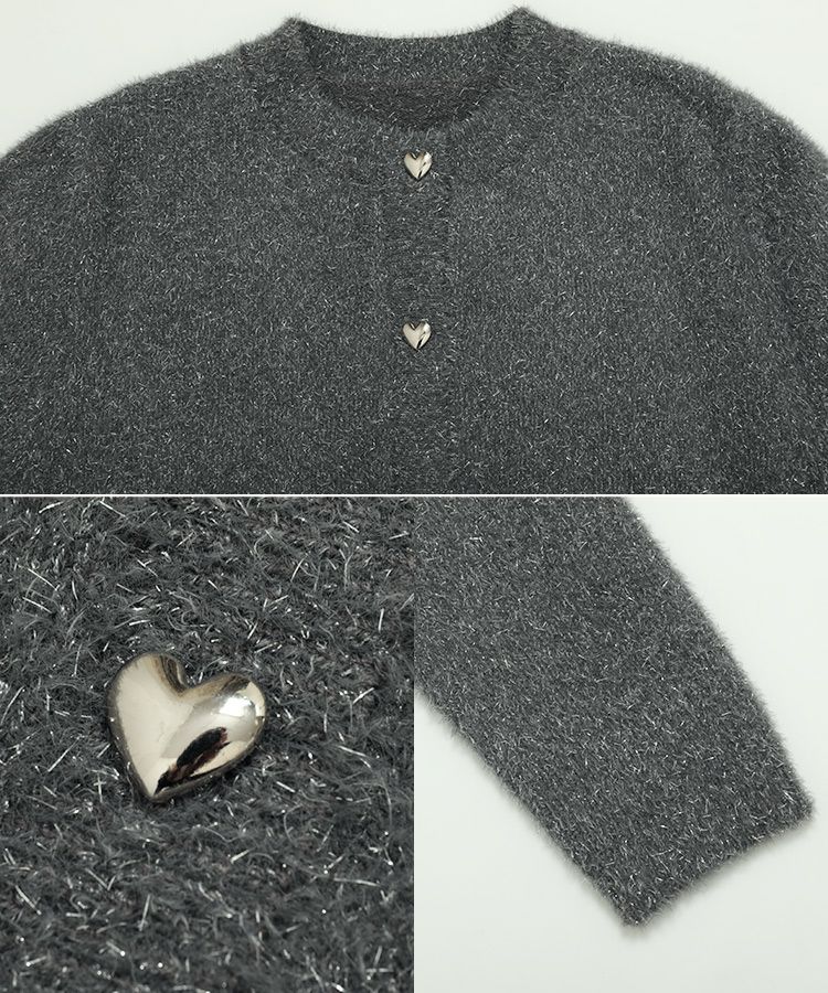 fitmore ハート　カーディガン ZOZO限定カラー】ラメニットハートボタンカーディガン【宅配便】 | Fit