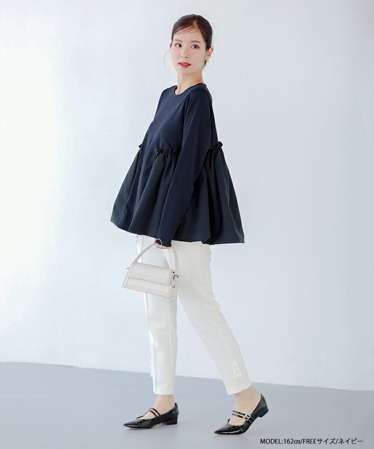 Fit more バルーン切り替えペプラムトップス 新品未使用 タグ付き Fit more（フィットモア） tシャツ バルーン切り替えペプラムトップス