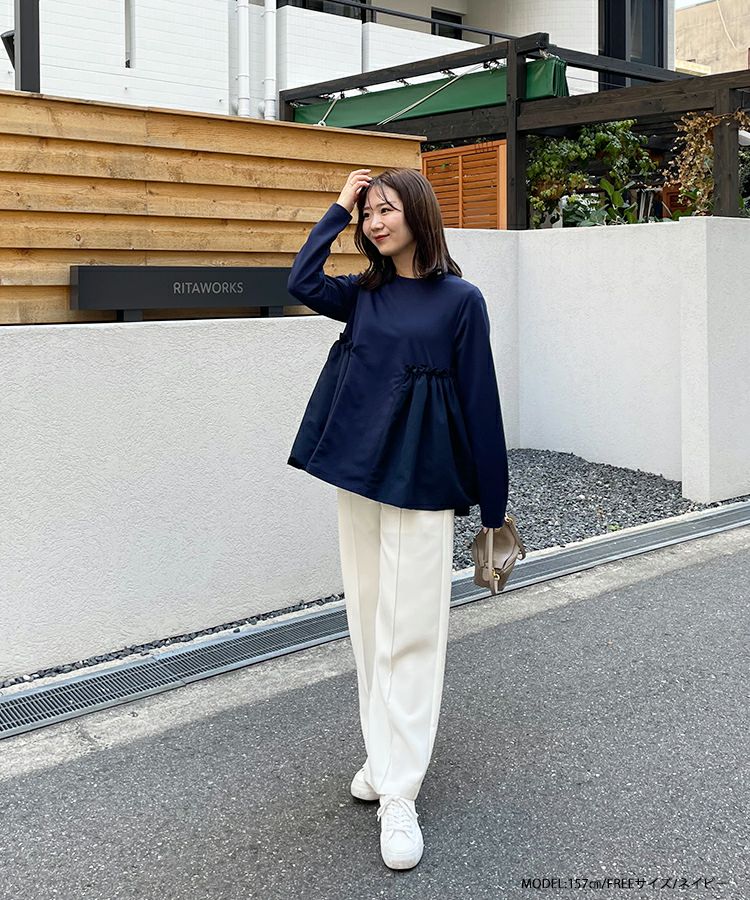 Fit more バルーン切り替えペプラムトップス 新品未使用 タグ付き Fit more（フィットモア） tシャツ バルーン切り替えペプラムトップス