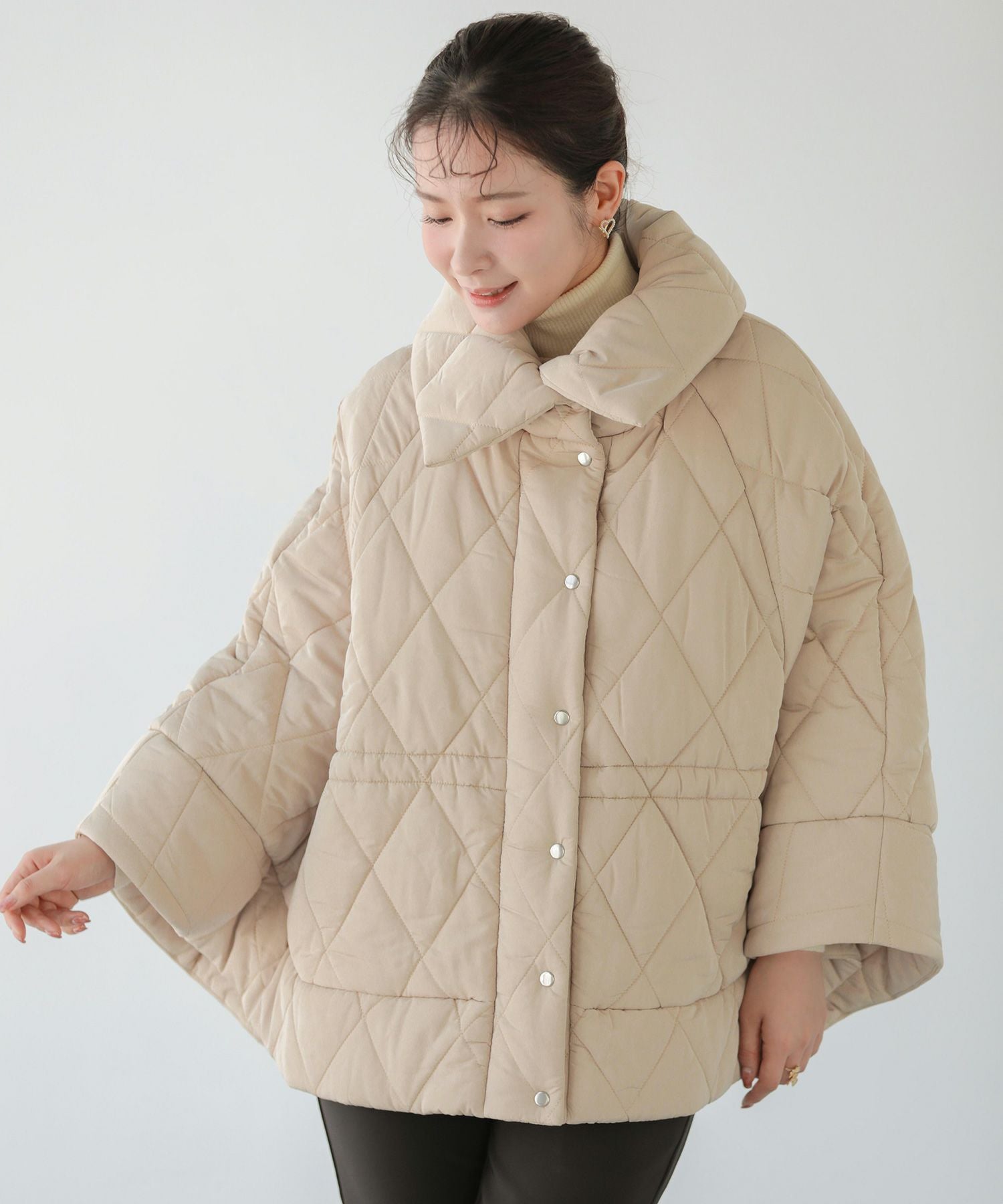 中綿キルティングポンチョ【即納】【宅配便】 | Fit more