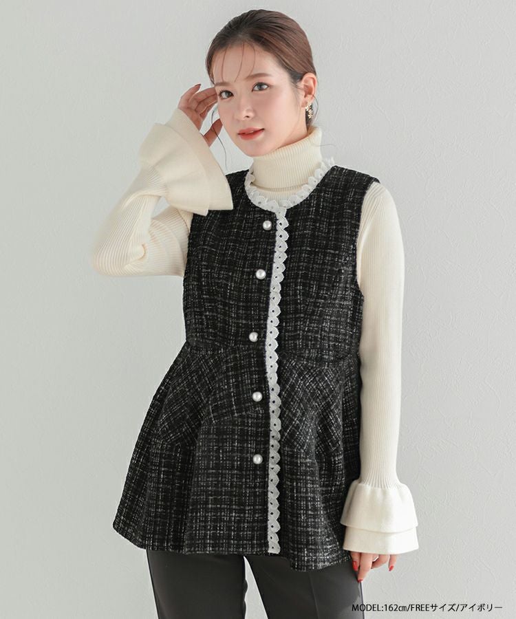 ZOZO限定商品】ダブルベルフレアスリーブニット【宅配便】 | Fit more