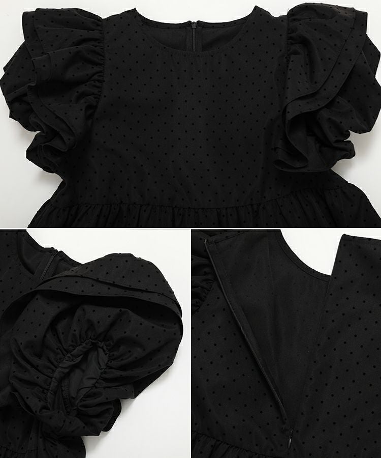 フロッキードットティアードワンピース 【宅配便】 | Fit more