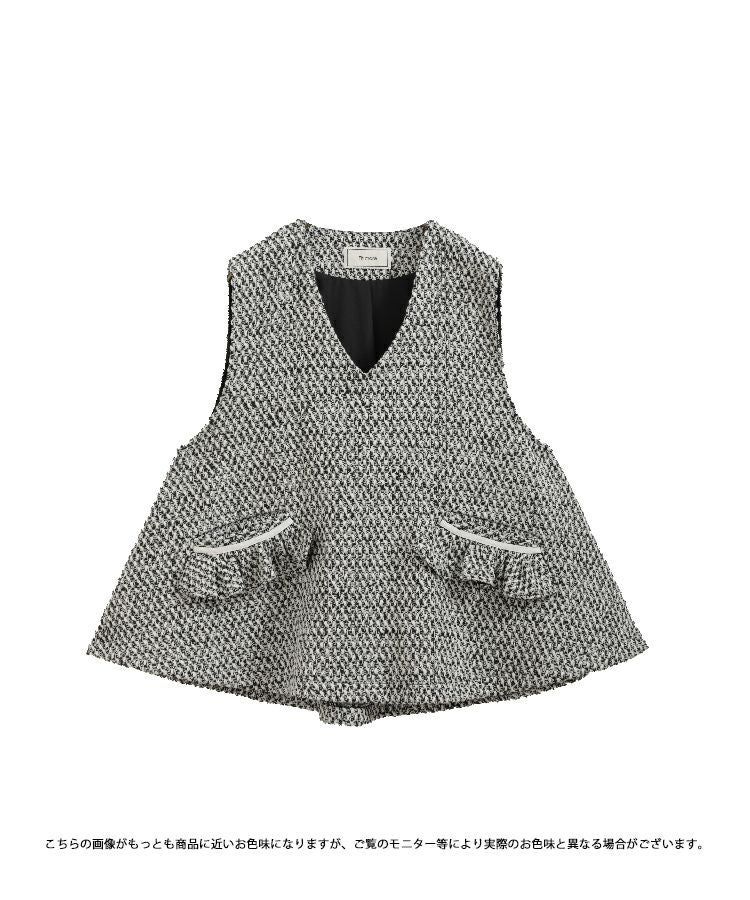 新品未使用　fitmore ポケットフリルツイードジレ ポケットフリルツイードジレ【宅配便】 | Fit more