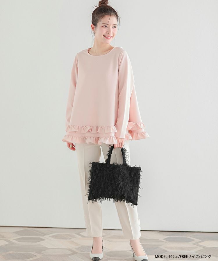フィットモア　2段フリルバックリボンプルオーバー　ピンク　新品 Fit more（フィットモア） tシャツ 「ZOZO限定カラー」2段フリルバック