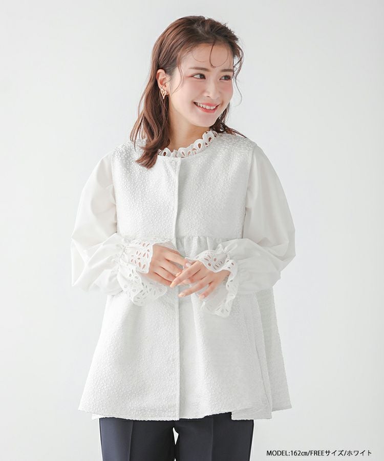 【極美品】TIARA ティアラ ふくれジャガード ペプラムジレ ペプラムジャンパースカート｜TIARA（ティアラ）｜商品詳細
