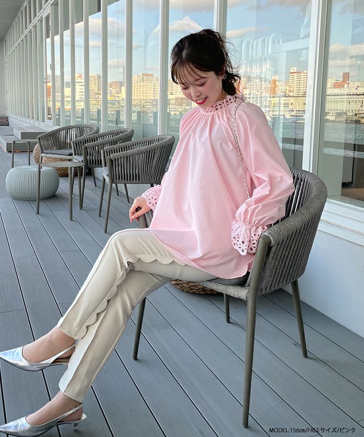fitmore saayaコラボ！カットワークレースドルマンブラウス 完売 フィットモア saayaコラボ！カットワークレースドルマンブラウス