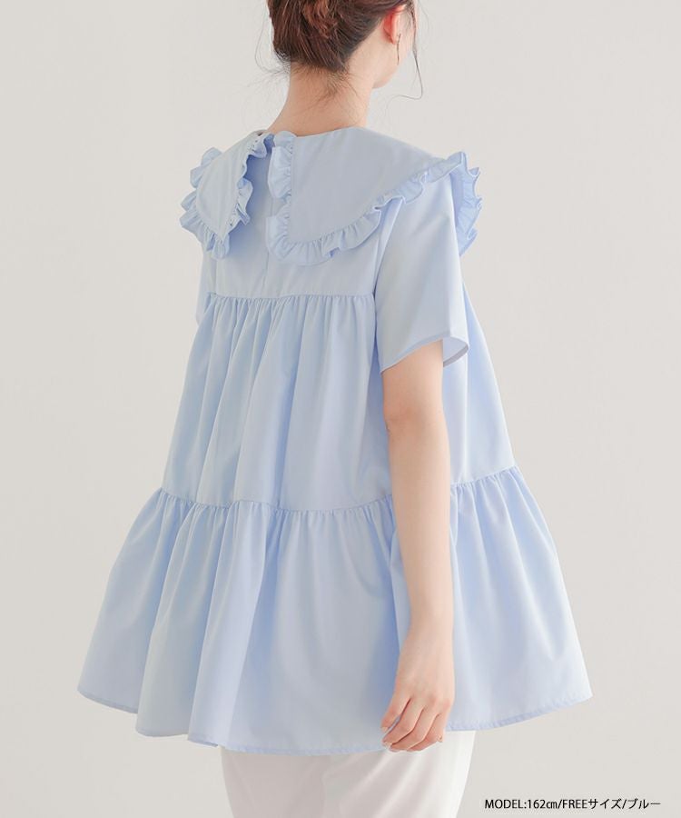 フリルカラーティアードブラウス フリルカラーティアードブラウス フリル襟 ティアード 長袖 ブラウス