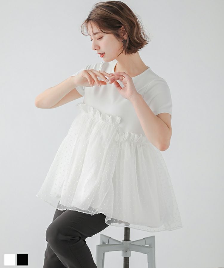 ミックスカラー花柄ジャガードトップス【宅配便】 | Fit more