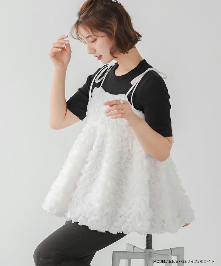 fitmore フラワーローズモチーフキャミソール Fit more（フィットモア） キャミソール ローズモチーフキャミソール