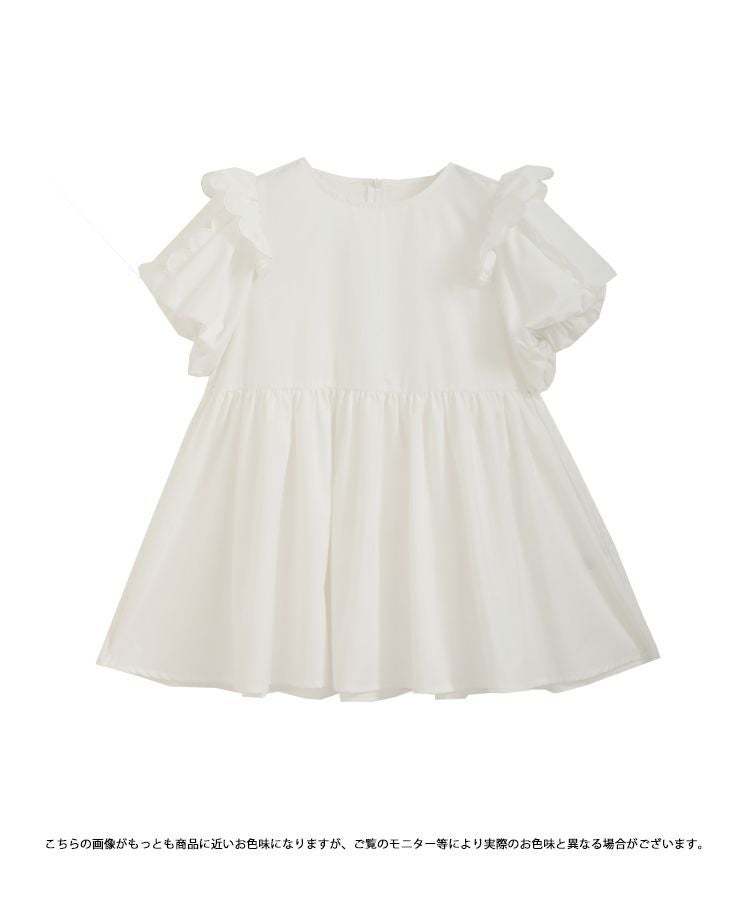 【Fit more】スカラップエンジェルショルダーブラウス ネイビー セール】スカラップエンジェルショルダーブラウス（シャツ/ブラウス
