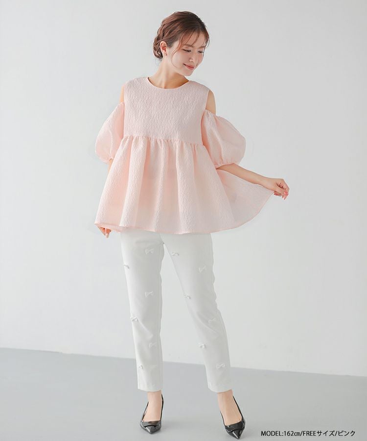 オープンショルダージャガードトップス【宅配便】 | Fit more