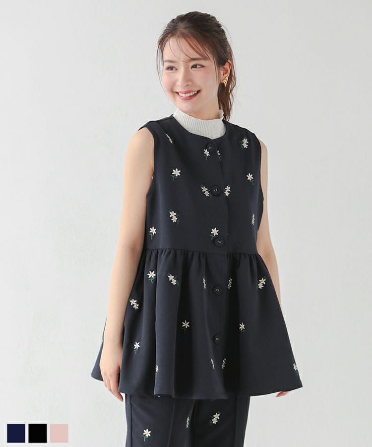 ♥️♥️♥️❕【Fitmore】デイジー刺繍テーパードパンツネイビー ZOZO限定商品】デイジー刺繍テーパードパンツ【メール便】 | Fit more