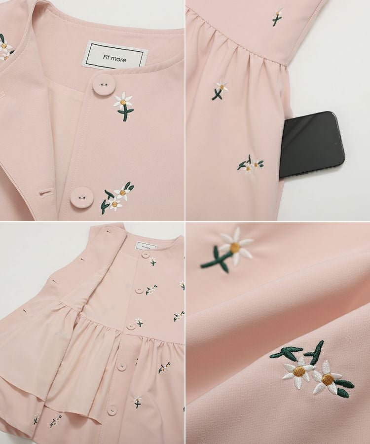 フィットモア♡新品未使用　デイジー刺繍ジレ デイジー刺繍ジレ【宅配便】 | Fit more