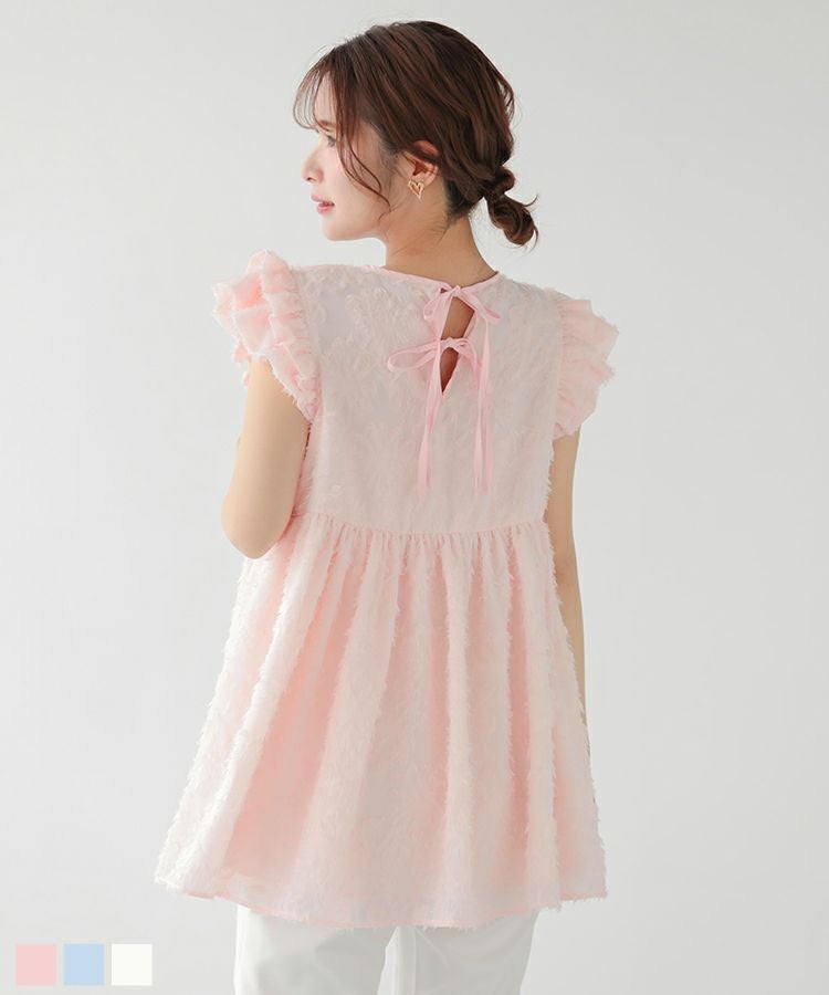 [新品][タグ付き][インポート] ブラウス M シフォン ペプラム トップス シフォンスリーブペプラムトップス(カットソー・Tシャツ) | a.v.v(アー