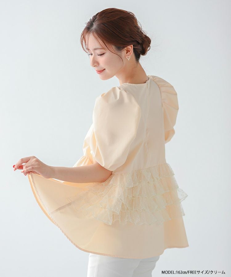 yori ドットオーガンジーブラウス　美品　★ネイビー★ yori ドットオーガンジーブラウス ネイビーの通販 by yt23918's shop
