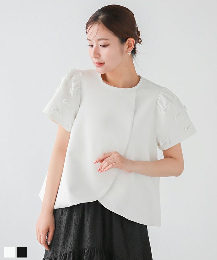 チューリップ袖リボントップス【宅配便】 | Fit more