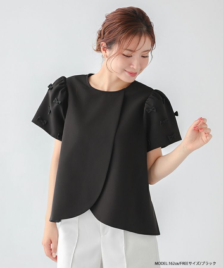 チューリップ袖リボントップス【宅配便】 | Fit more