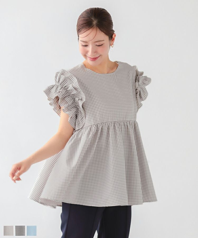 新品未使用タグ付き　カットワークフリルペプラムブラウス フロントフリルペプラムブラウス【宅配便】 | Fit more