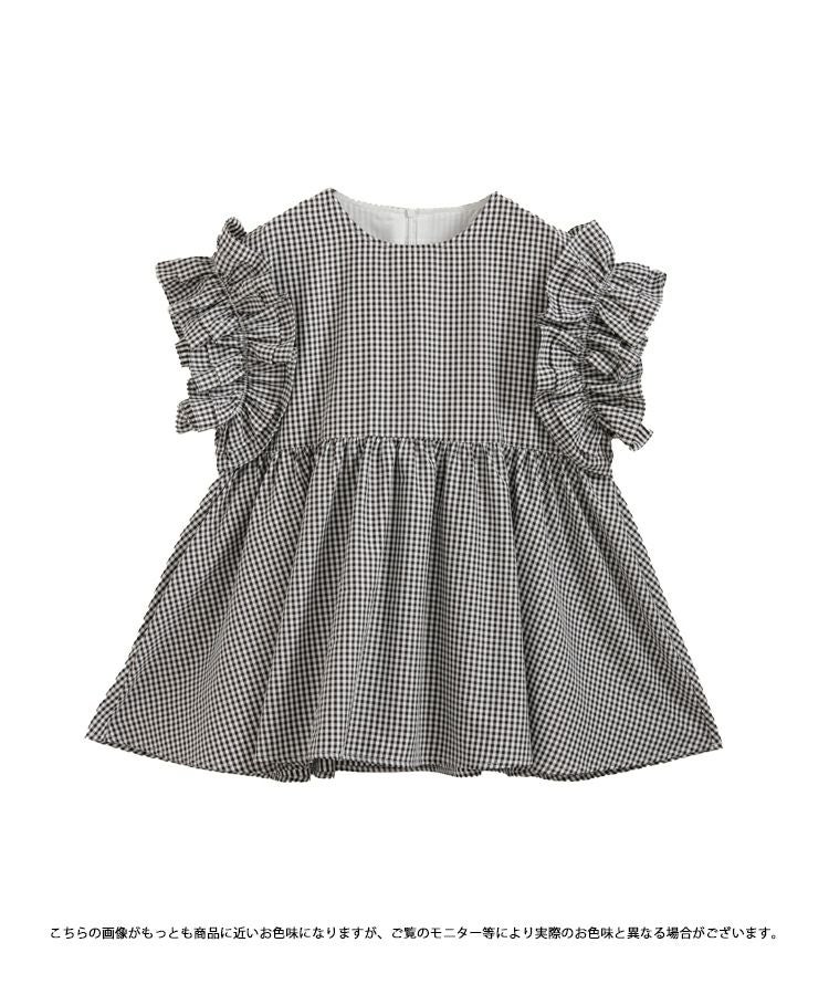 fitmore ペプラムギンガムチェックリボントップス 袖フリルギンガムペプラムブラウス【宅配便】 | Fit more