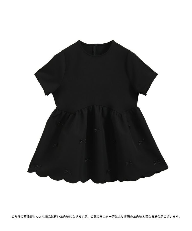 A/P リボン♥リボンカットソー 黒 裾スカラップリボンカットソー【宅配便】 | Fit more
