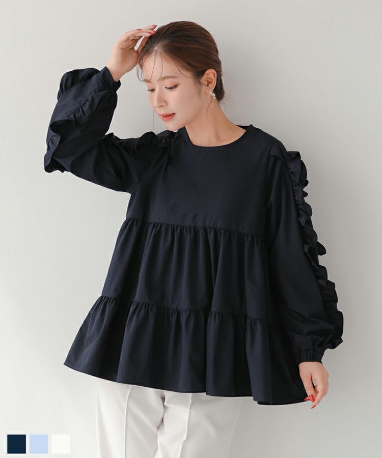 fitmore フロッキーハートショルダーフリルブラウス フロッキーハートショルダーフリルブラウス【メール便】 | Fit more