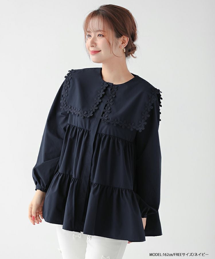 ZOZO限定商品】フラワーレース襟ブラウス【宅配便】 | Fit more
