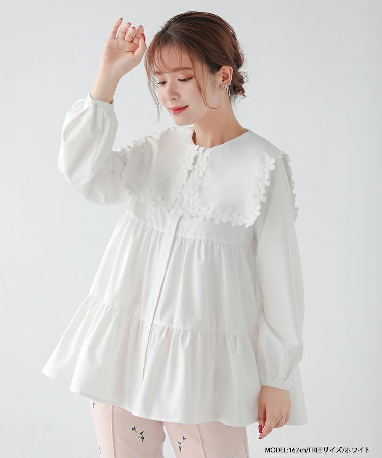ZOZO限定商品】フラワーレース襟ブラウス【宅配便】 | Fit more